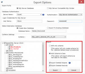 click Export button
