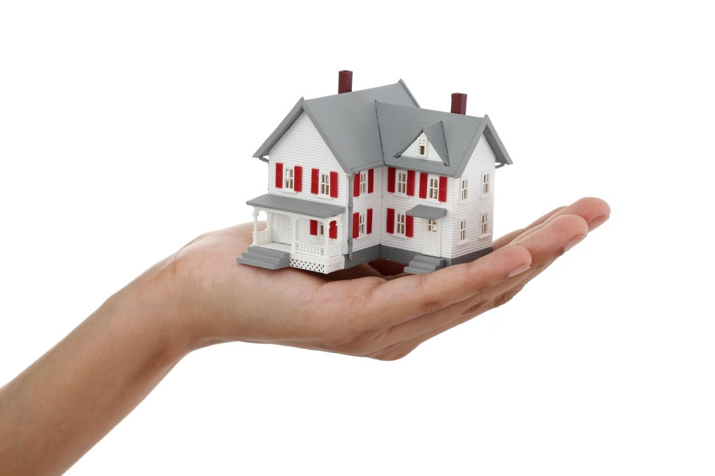 Model house against white background,close up